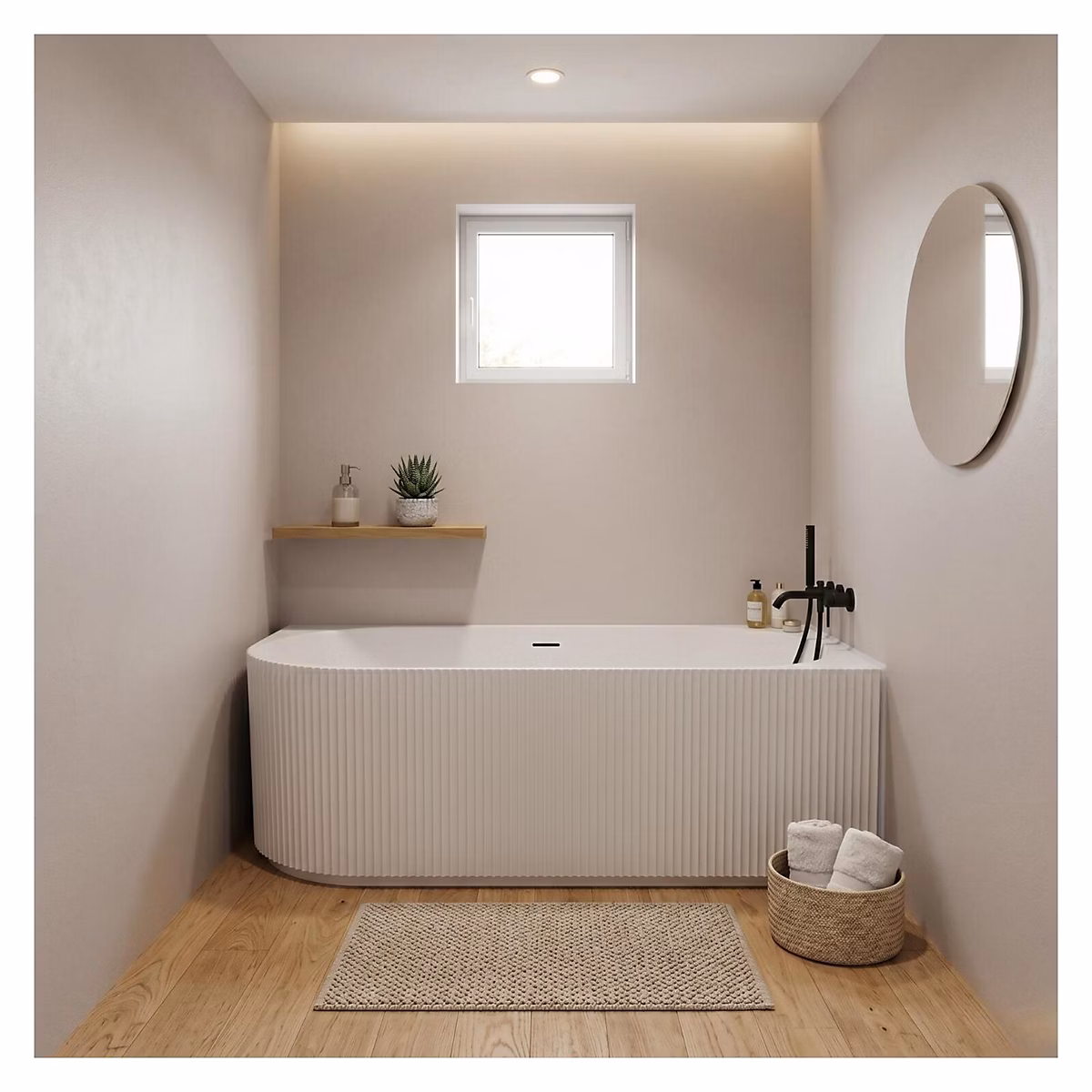 Baignoire 150cm Semi – Îlot Droit STRIA, Striée Acrylique Lucite