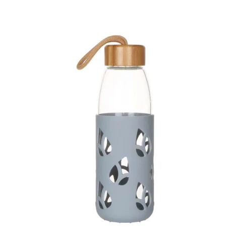 Bouteille en verre et silicone nomade 55 cl coloris gris H 21 x Ø 7 cm