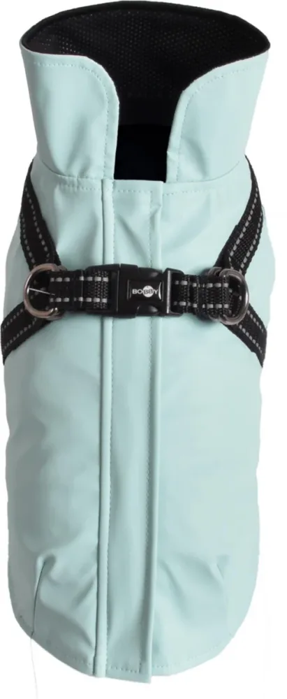 Manteau pour chien coloris bleu glacier avec harnais intégré Bobby Tom - Taille 44L