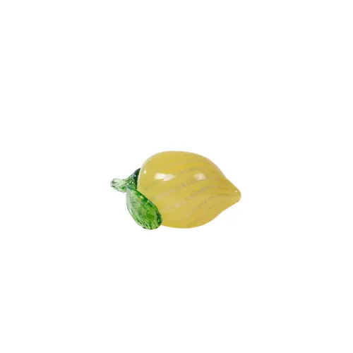 Citron décoratif en verre sulfure jaune - 7 x 11,5 x 7 cm