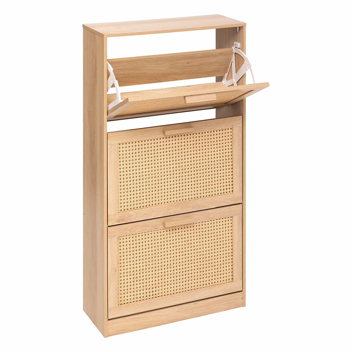 Meuble rangement chaussures 3 niveaux effet cannage l. 60 x H. 113 x P. 24 cm 5five Simply Smart – Réf. NXGRSZXCU9999811457