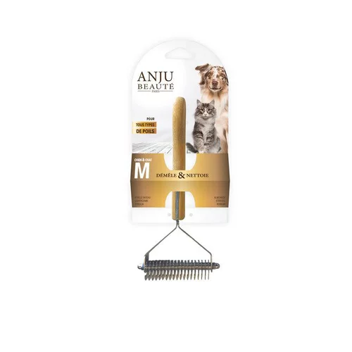 Étrille râteau pour chien et chat coloris marron Anju Beauté – Taille M