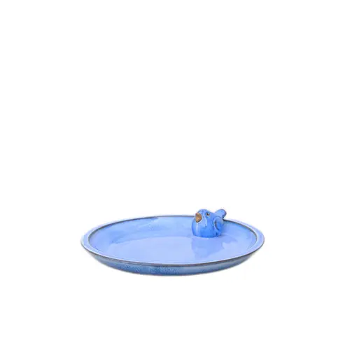 Bain d’oiseaux coloris bleu en faïence - Ø 33,5 x 6,5 cm