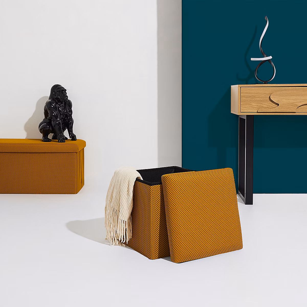 Coffre Pouf Pliable | HOME DECO FACTORY – Atome – Jaune