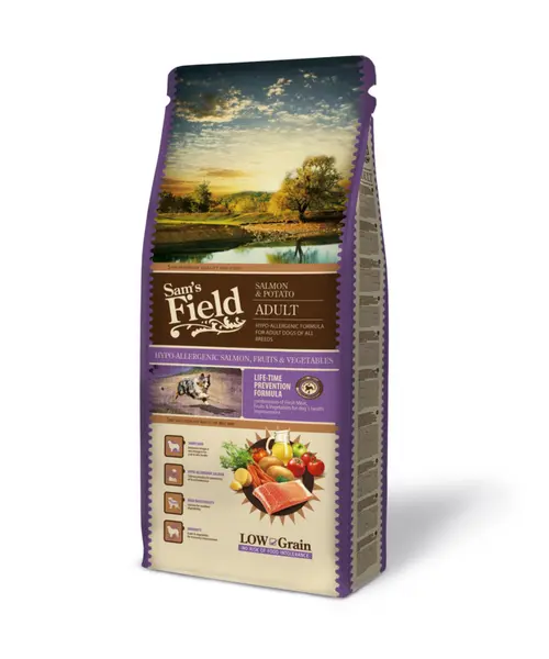 Croquette pour chien adulte au saumon avec des pommes de terre Sam's Field - 13 kg
