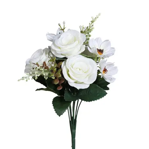 Bouquet roses artificielles coloris beige - 36 cm