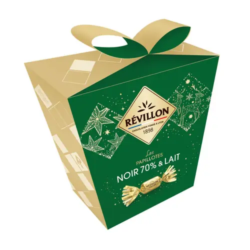 Pochette papillotes chocolat noir 70 % et chocolat au lait Révillon - 300 g