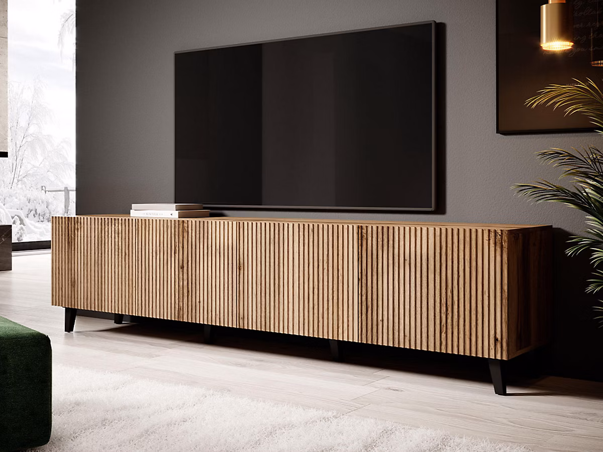 Come – meuble TV | effet bois | 4 portes | 200 cm | Best Mobilier