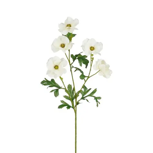 Tige de renoncule artificielle en plastique recyclé crème - 63 cm
