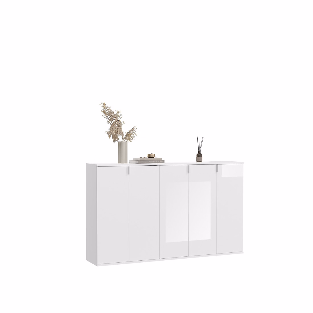 Meuble – Buffet BODITE 5 portes Blanc laqué Elégance et rangement optimal