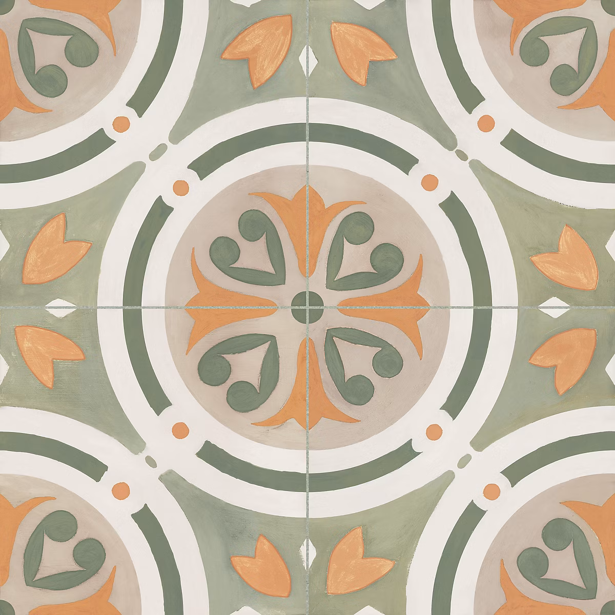 Carrelage effet Carreau ciment Saloria Vert 22 – 3 × 22,3 × 0,9 cm Solren, Sol et mur intérieur (vendu par carton de 0,65 m²), RO'MA C