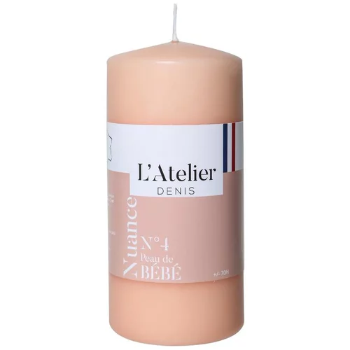 Bougie cylindrique taille L rose L’Atelier de Denis - Ø 6,8 x H 14,5 cm