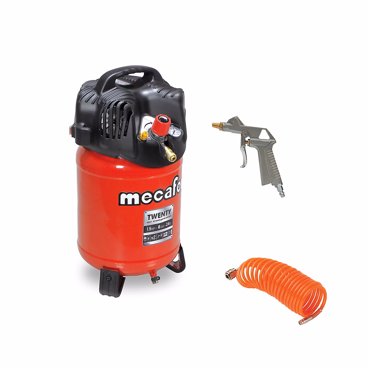 Compresseur et accessoire – Compresseur vertical Mecafer Twenty 24L 1.5HP + accessoires