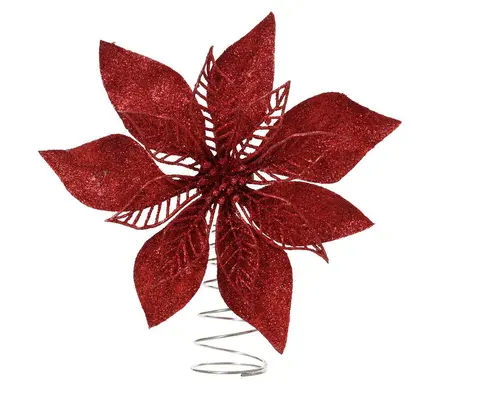 Cimier forme poinsettia en plastique rouge - 2 x 22 x 22 cm