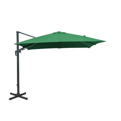 Parasol déporté carré en aluminium coloris amande - 300 x 300 cm