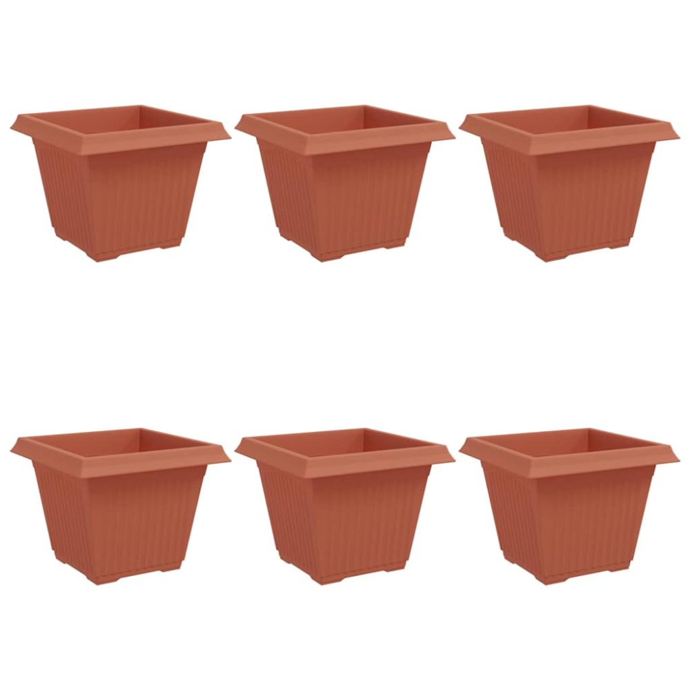 vidaXL Pot de Fleurs Carré 6 pc Rouge brique 43 x 43 x 33,5 cm – 6 pc 33,5 cm