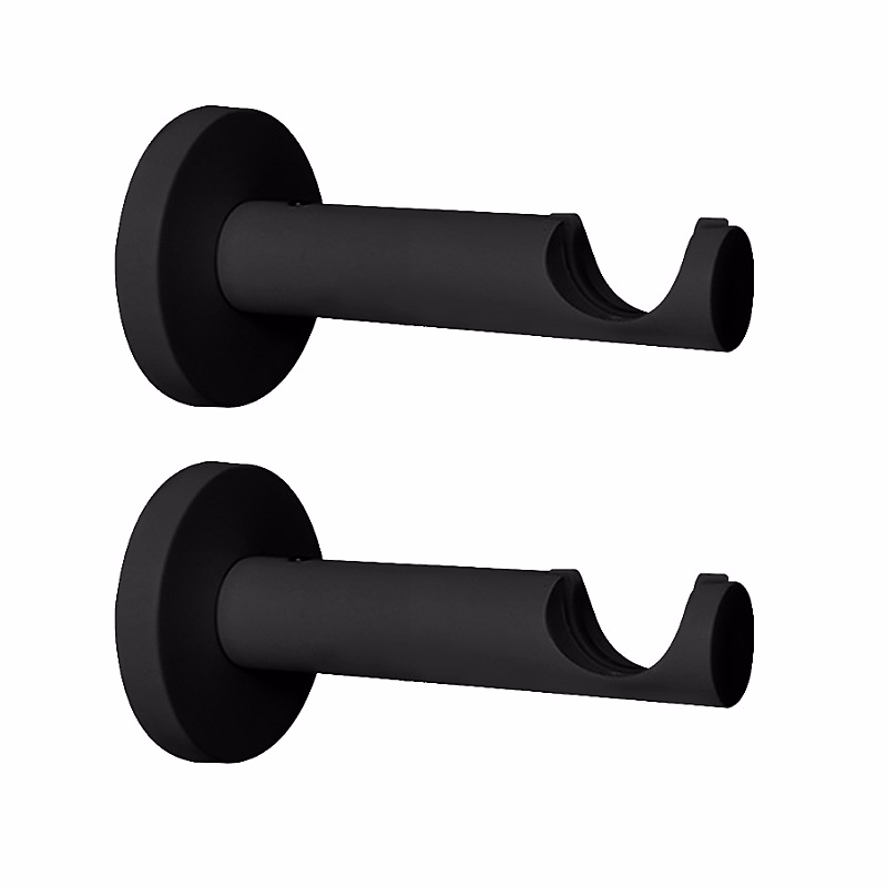 2 Supports Noir pour Tringle à Rideaux – Mural | Diamètre 20 mm | Saillie 76 mm
