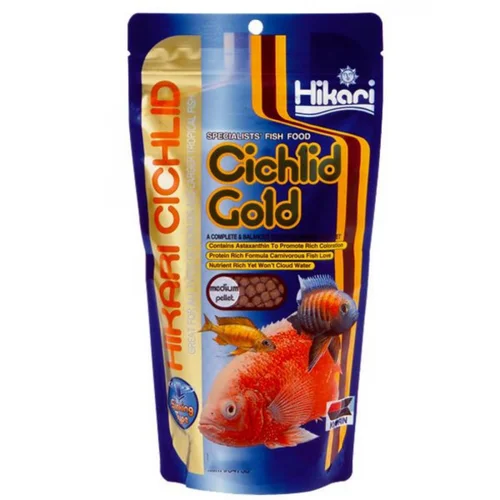 Nourriture poissons aquarium, spécifique cichlide, coule, HIKARI AQUARIUM, medium gold - 342g