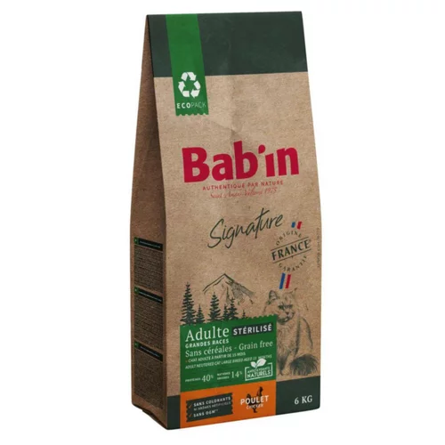 Croquettes pour chat adulte stérilisé au poulet sans céréales grandes races Bab'in Signature - 6 kg