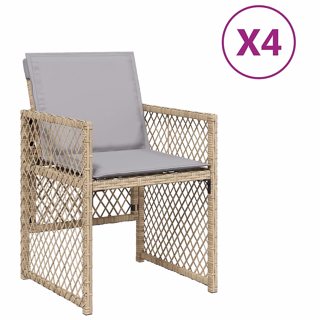 Chaises de jardin avec coussins mélange beige vidaXL – lot de 4