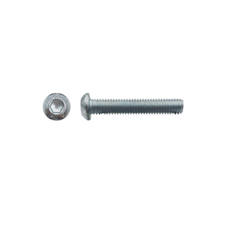 100 Vis Métaux Tête Bombée 6 Pans Creux F/Total BHC 8 × 40 mm – 7380-1, 10.9, Zingué blanc, D-Work