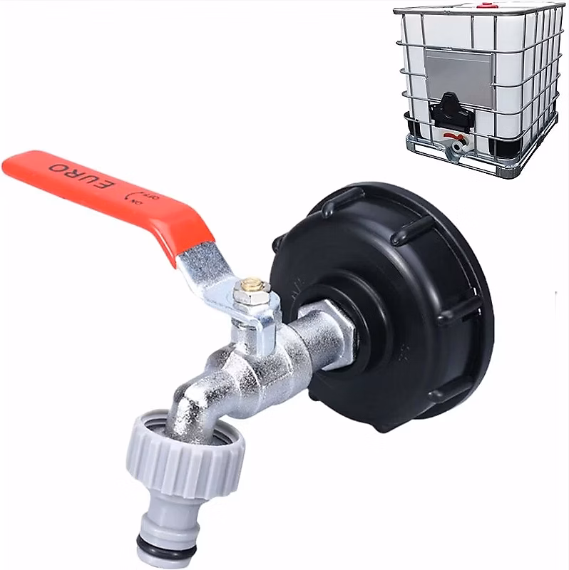 BASHLWUA Robinet Cuve 1000L Avec Adaptateur Robinet Tuyau Arrosage | S60X6 IBC Raccord Robinet – Robinet de Jardin pour Recuperateur