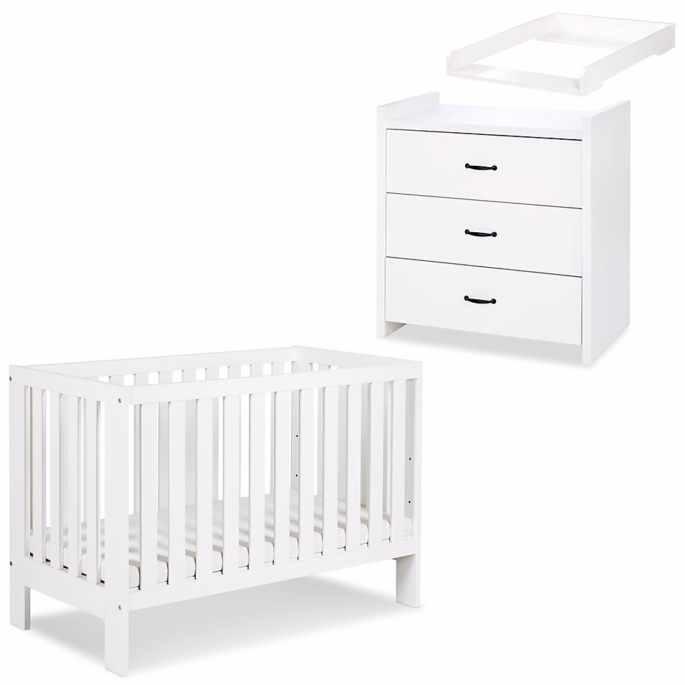 AMELIA II Ensemble bébé lit 120 × 60 + commode à langer Blanc sans tiroir