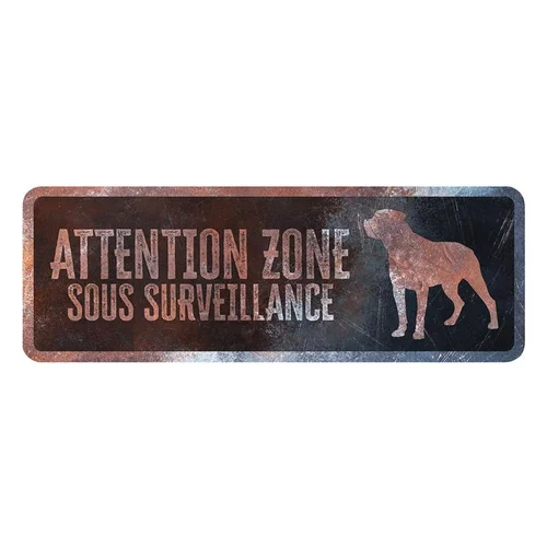 Panneau d'avertissement rottweiler coloris noir en métal galvanisé D&D Home - 40 x 13 X 0,3 cm