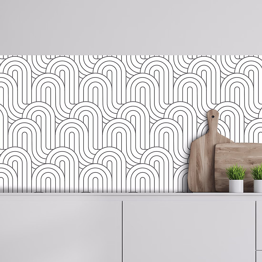 Crédence adhésive motifs vagues gris 60 × 100cm