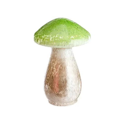 Champignon décoratif à poser en verre vert - 17 x 11 cm