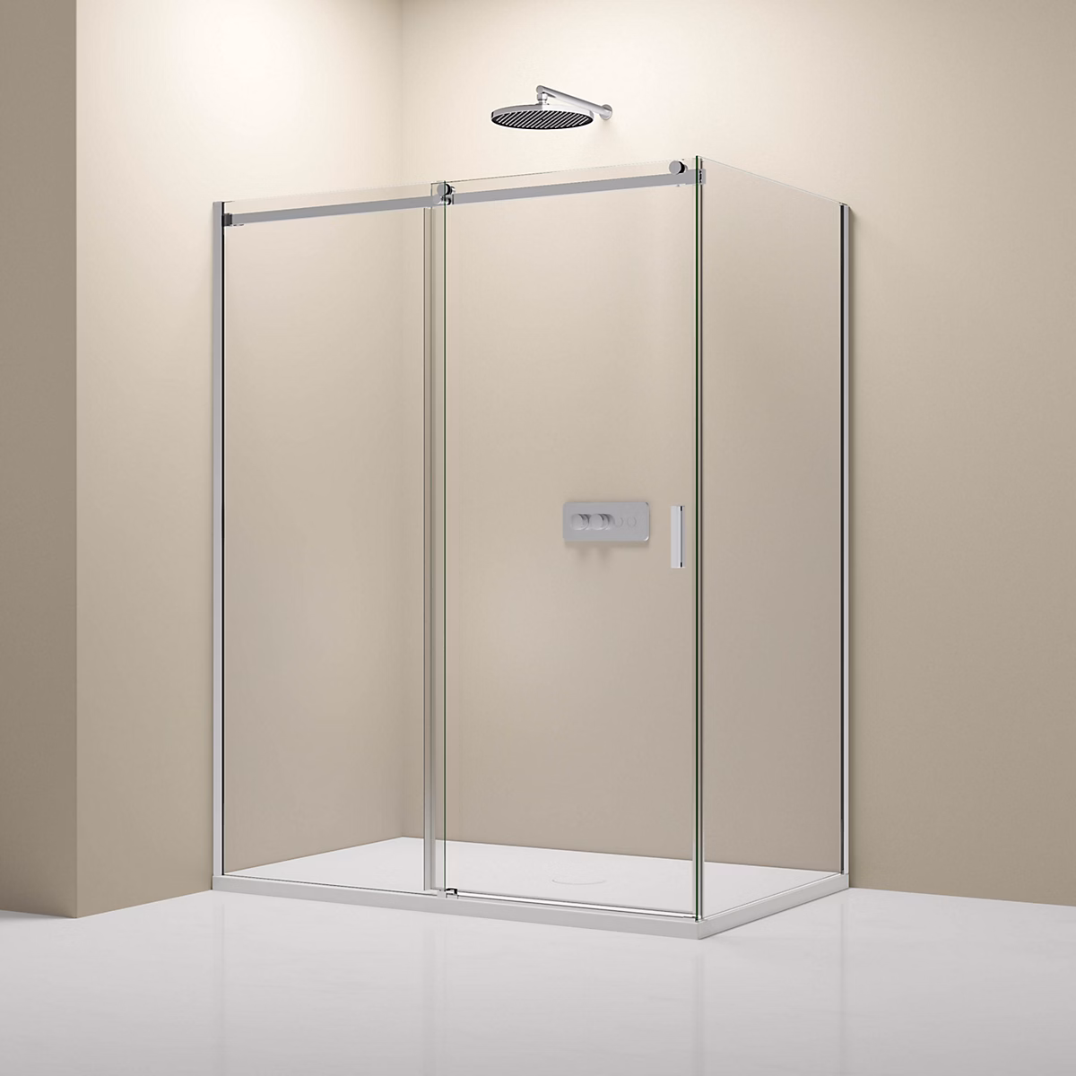 Cabine de douche d'angle | verre clair 6mm – porte coulissante – NT806 FLEX 110 × 90 × 195cm