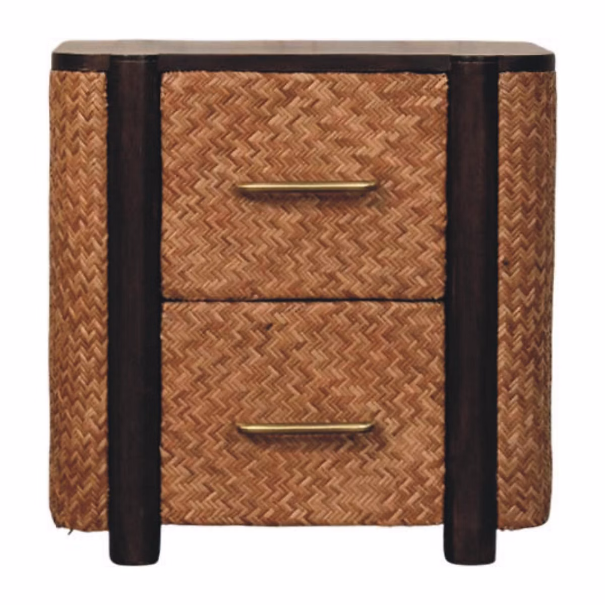 Artisan Furniture Bois massif Havana façade en cannage Drawers – 2 tiroirs, marron foncé
