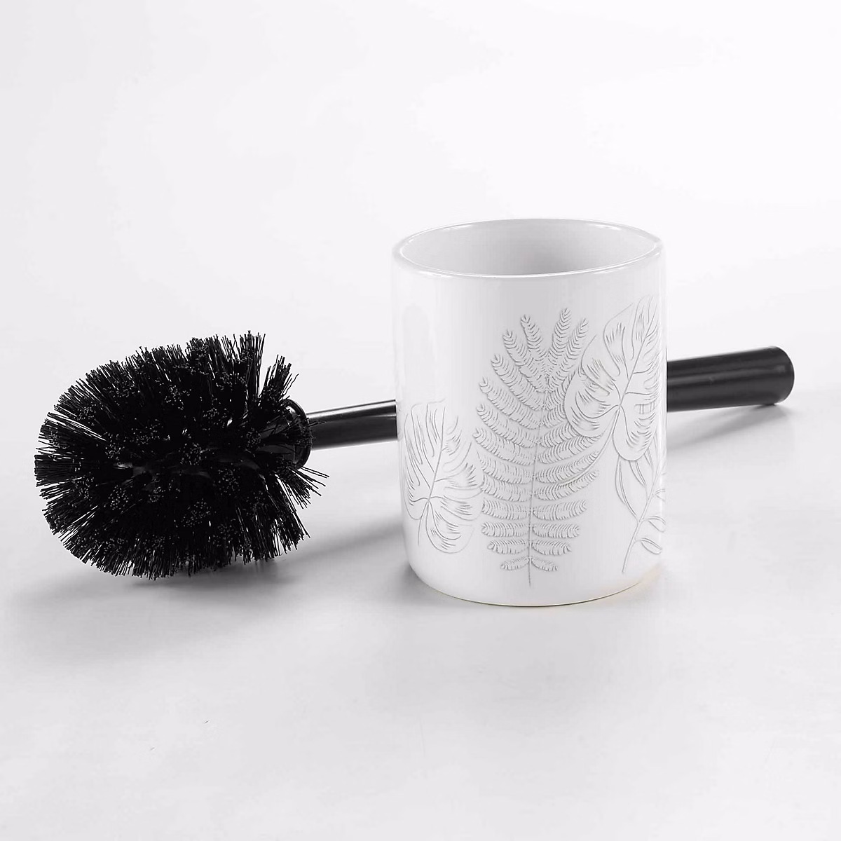 Brosse WC imprimée (10 × 37 cm – Gris)