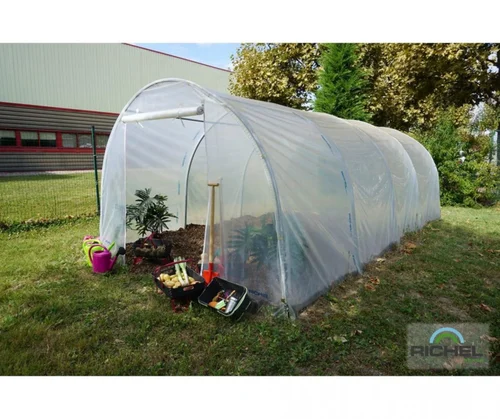 Serre tunnel pieds droits, 2 portes zippées, SERRES RICHEL - 18m²