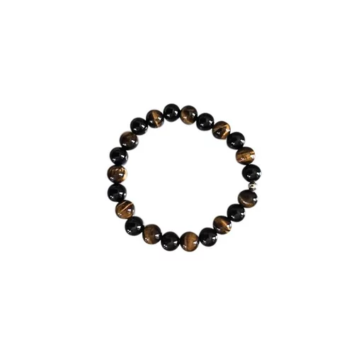 Bracelet mix oeil tigre et onyx 8mm