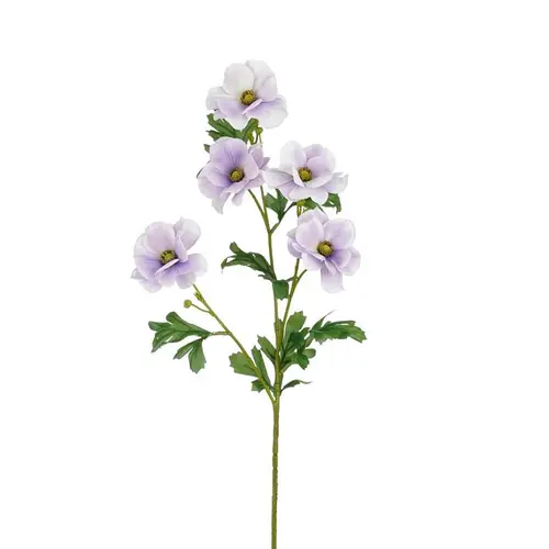 Tige de renoncule artificielle en plastique recyclé violet clair - 63 cm