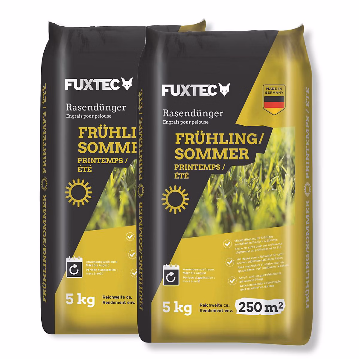 Engrais gazon printemps été FUXTEC FX – RDFS10 NPK organo | minéral avec magnésium et soufre 10 kg 2x5kg