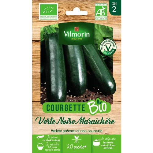 Graines de courgette verte noire maraîchère bio Vilmorin - graines à semer