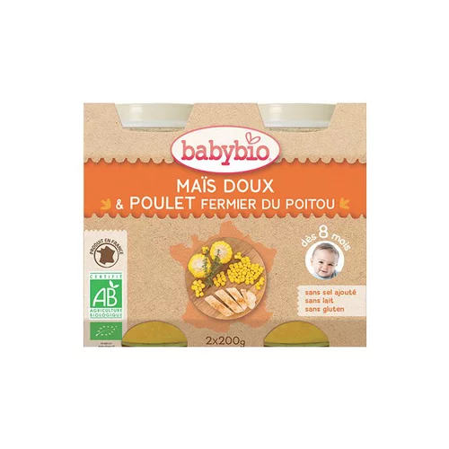 Menu du jour légumes bios et poulet fermier Babybio 2 x 200 g