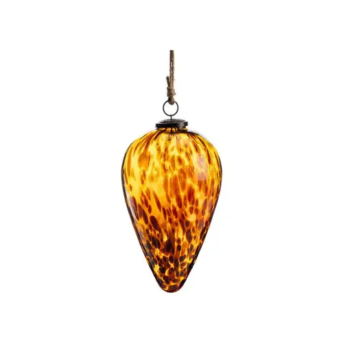 Boule XL conique en verre marbré marron et ocre - Ø 14 x H 20 cm