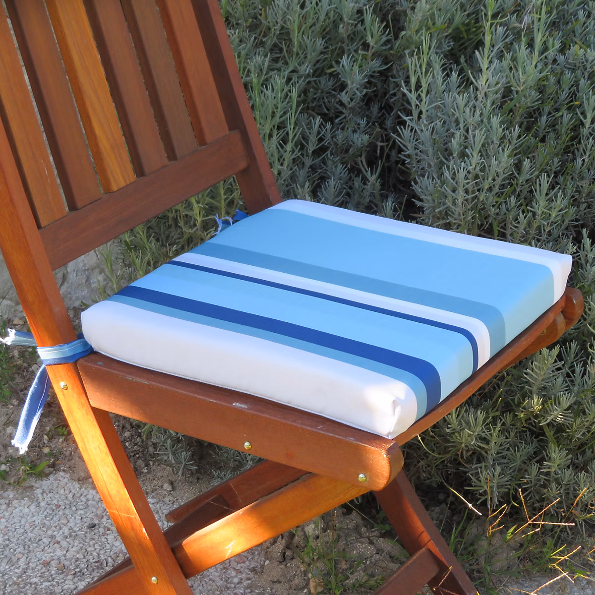 Galette de chaise déperlante 40 × 40 cm bleu déhoussable intérieur/extérieur Easy for life