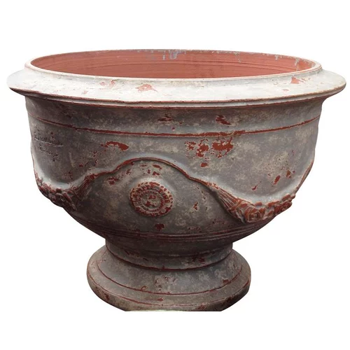 Coupe pied la Madeleine patine grise en terre cuite H 52 x Ø 72 cm