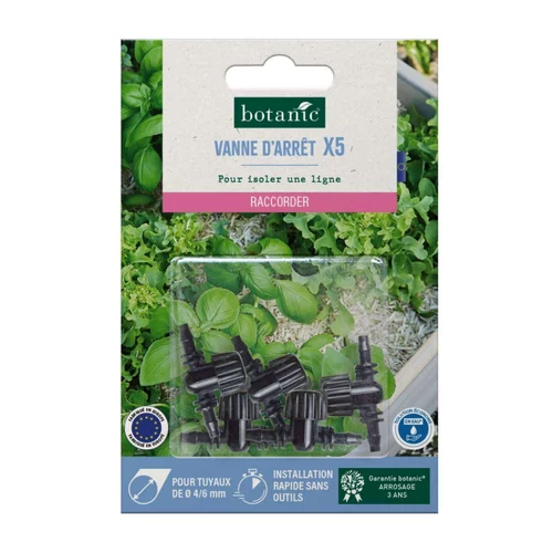 5 vannes d'arrêt pour tuyau Ø 4/6 mm botanic® - Arrosage goutte à goutte