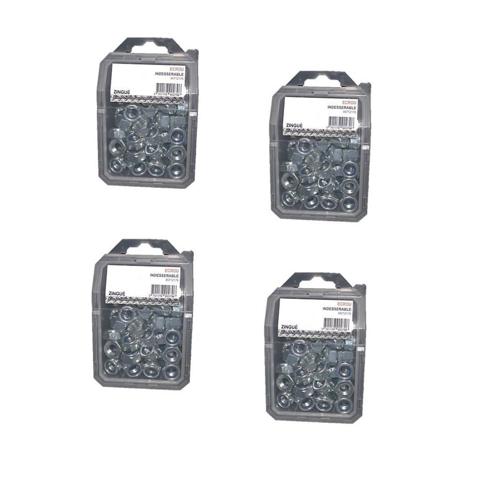 4 Coques de 20 Ecrous Freins Indésserrables M14 mm – DIN 985, 6, Zingué blanc, D-Work