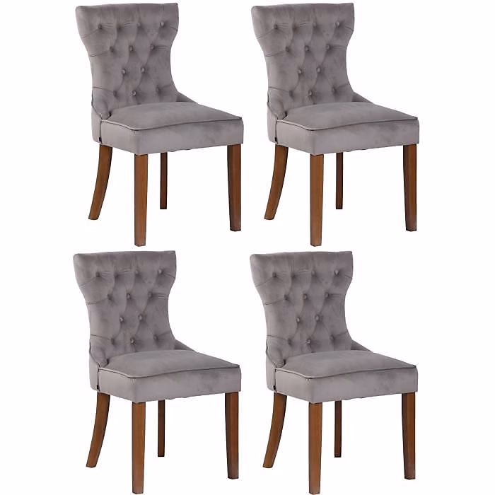 CLP-Lot de 4 chaises de salle à manger Franca en Velours et pieds en bois-Array