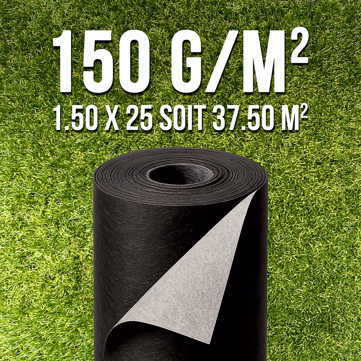 Géotextile 150 g/m² | rouleau 1 – 5 × 25 m soit 37 – 5 m² – membrane anti – herbes pour jardin – MGS