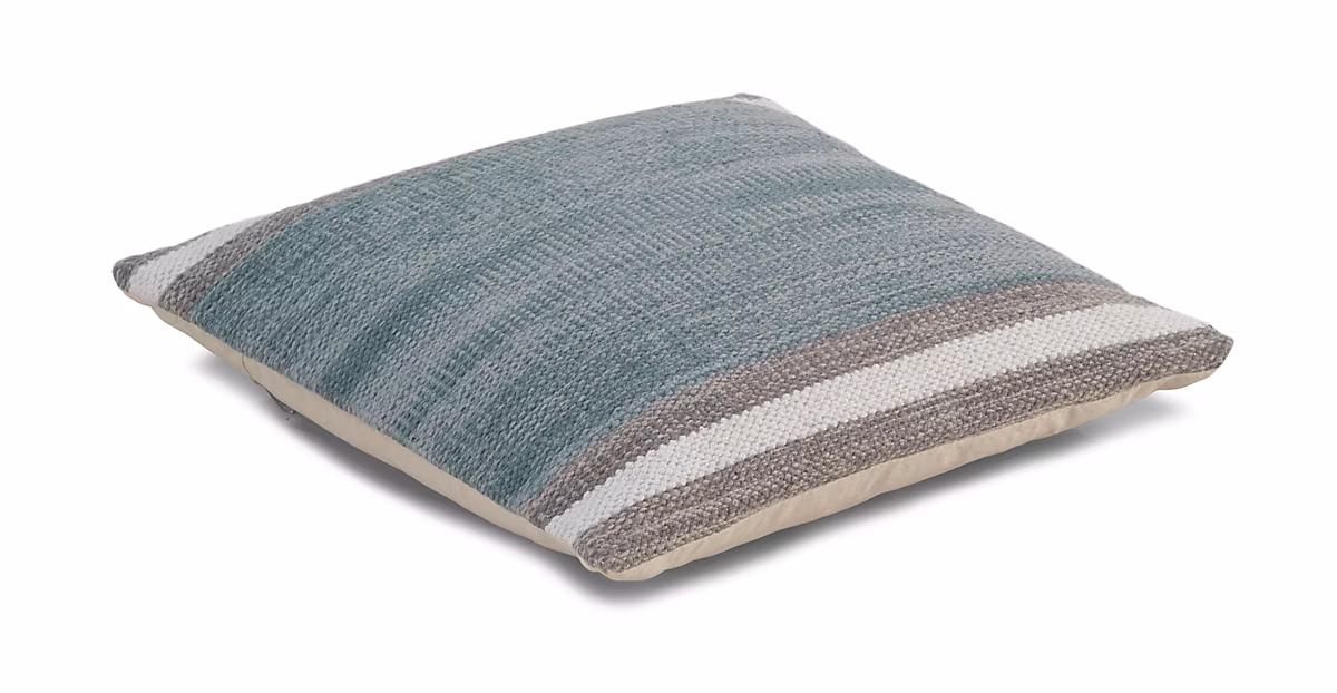 Coussin en coton bleu-vert 45 × 45 cm