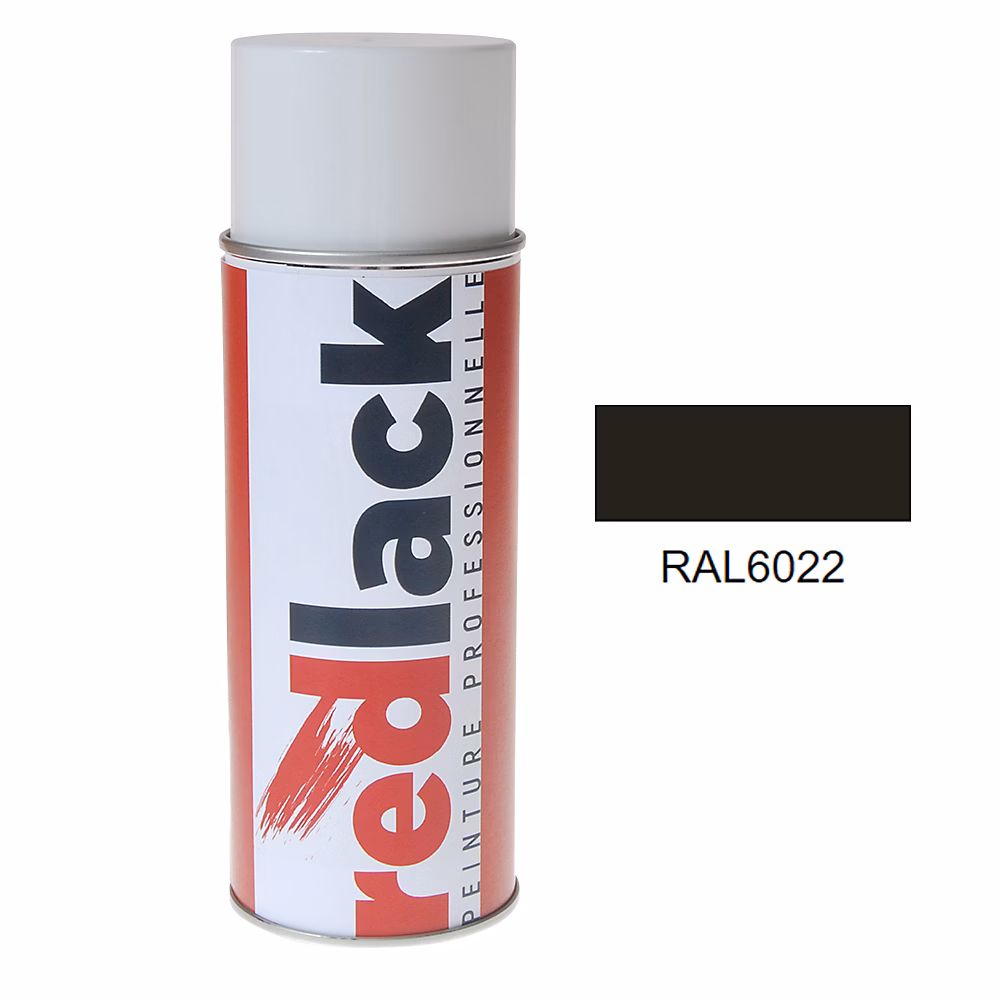 Bombe de peinture Aérosol – spray, 400ml, RAL 6022 Olive brun, Satiné, multisupport, Redlack, RAL6022