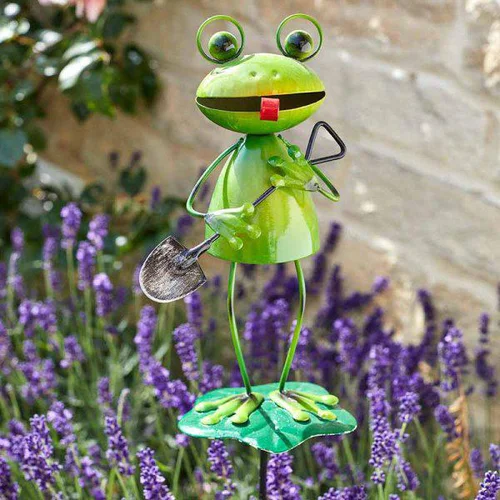 Grenouille Barmy décorative en piquet pour extérieur coloris vert en métal Smartgarden - 82,5 x 9,5 x 8,5 cm