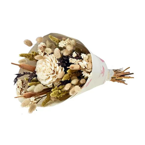 Bouquet de fleurs séchées Sola L Champagne coloris beige - H 55 cm
